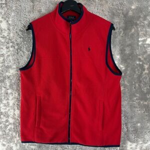 Polo Ralph Lauren Size XL 18-20 Mock Neck Outdoor Sweater Vest Red Sleeveless